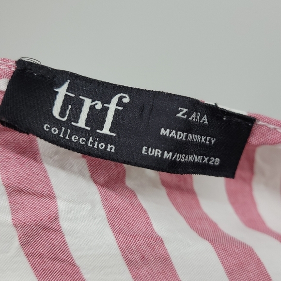 Zara trf collection Womens Striped Ruffled Detail Button Up Blouse Size M - Picture 8 of 12